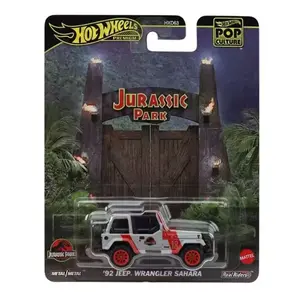Hot Wheels Premium '92 Jeep Wrangler Sahara Pop Culture Jurassic Park Edition HX063 Collectible Die-Cast Car