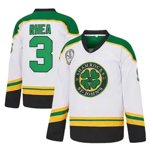 Ross #3 “The Boss” Rhea’s Shamrocks Hockey Jersey, With EMHL Patch, Letter Embroidery Hockey Uniform, Casual Training Long-Sleeve Pullover Unisex