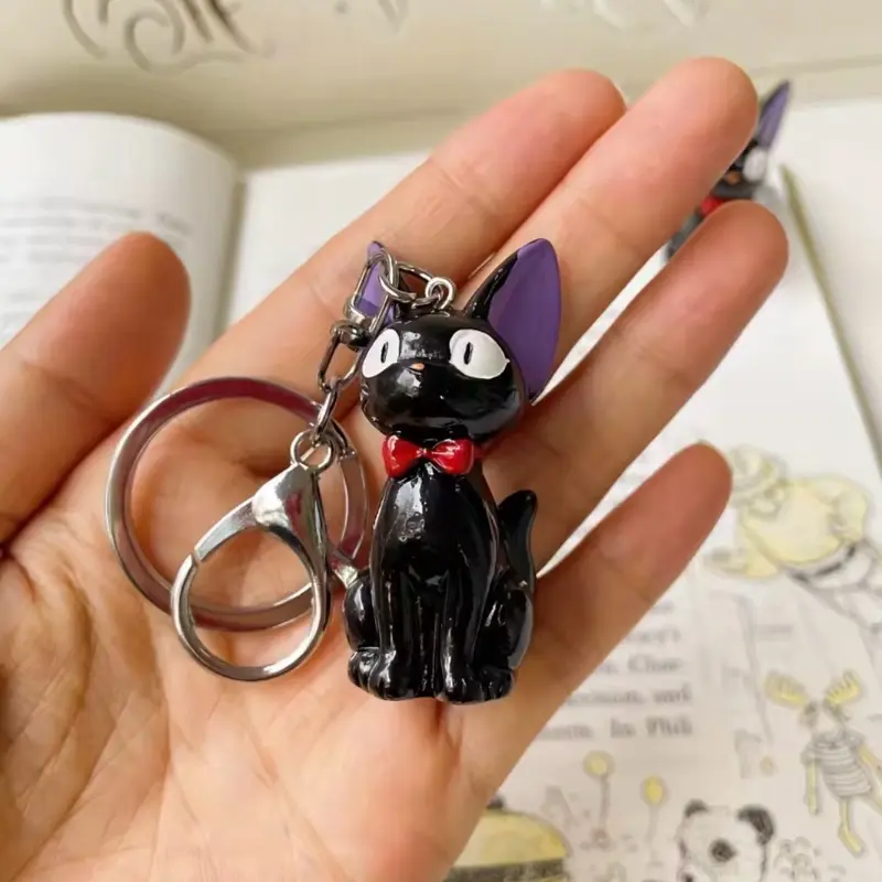 Black Cat Jiji Keychain Quality Anime Witch Kiki Cartoon Cute Kawaii Backpack Charms Trendy Accessories Keyrings Jewelry Gifts