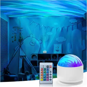 2 in 1 Galaxy Light, 16 Color Aurora Night Light Projector, Ocean Wave Projector with Remote Control, USB Recharge Northern Lights Projector for Bedroom Home Decor Gifts
