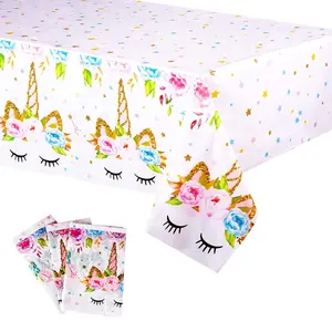 3 Packs Unicorn Tablecloth Large 53'' X 90'',Unicorn Table Cloth for Birthday Party, Disposable Plastic Table Cover, Unicorn Party Supplies for Baby Shower and Birthday Decoration for Girls