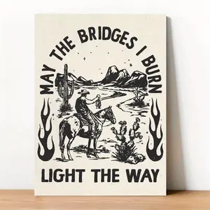 1pc Cowboy and Camel Western Fabric Wall Hanging Poster - Festive Home & Office Decoration, No-Electricity Canvas Art Print for Halloween, Easter, Hanukkah, New Year & Passover - Lightweight, Easy-to-Hang Wall Tapestry for Living Room, Cafe, Dorm