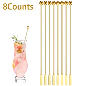 8 Counts 304 Stainless Steel Coffee Beverage Stir Sticks Cocktail Stirrers Drink Swizzle Stick 7.5inch Swizzle Stick Picks Tools