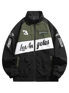 Men's Sporty Colorblock Hooded Jacket, Casual Fitted Design for Spring & Fall, Perfect for Streetwear, Music Festivals, Social Gatherings, Sports Jacket
