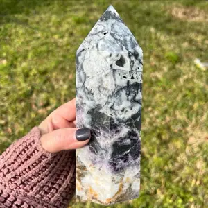 3.58lbs Natural Purple Flourite & Quartz Tower