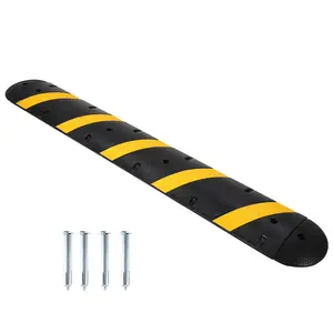 6FT Rubber Speed Bump for Road,84 in Cable Protector Ramp, 22,000 LB Capacity Modular Traffic Speed Humps with Expansion Screws, 2 Channel for Parking Lot, School, Durable & Portable