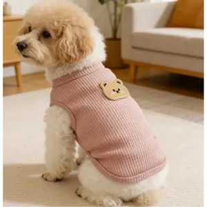 Pet Summer Outdoor Vest/Four-color cartoon bear pattern pet vest, waffle bear vest, breathable and lightweight pet clothing for small dogs, suitable for Teddy, Bichon and medium to small-sized dogs, spring and summer wear clothes dog accessories pet stuff