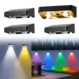 Solar Fence Lights Outdoor 50 LM 11 Modes 9 Colors Waterproof IP65 with Brighter LED Focus Lens for Wall Backyard Deck Patio Porch Step Railings Pool Decor