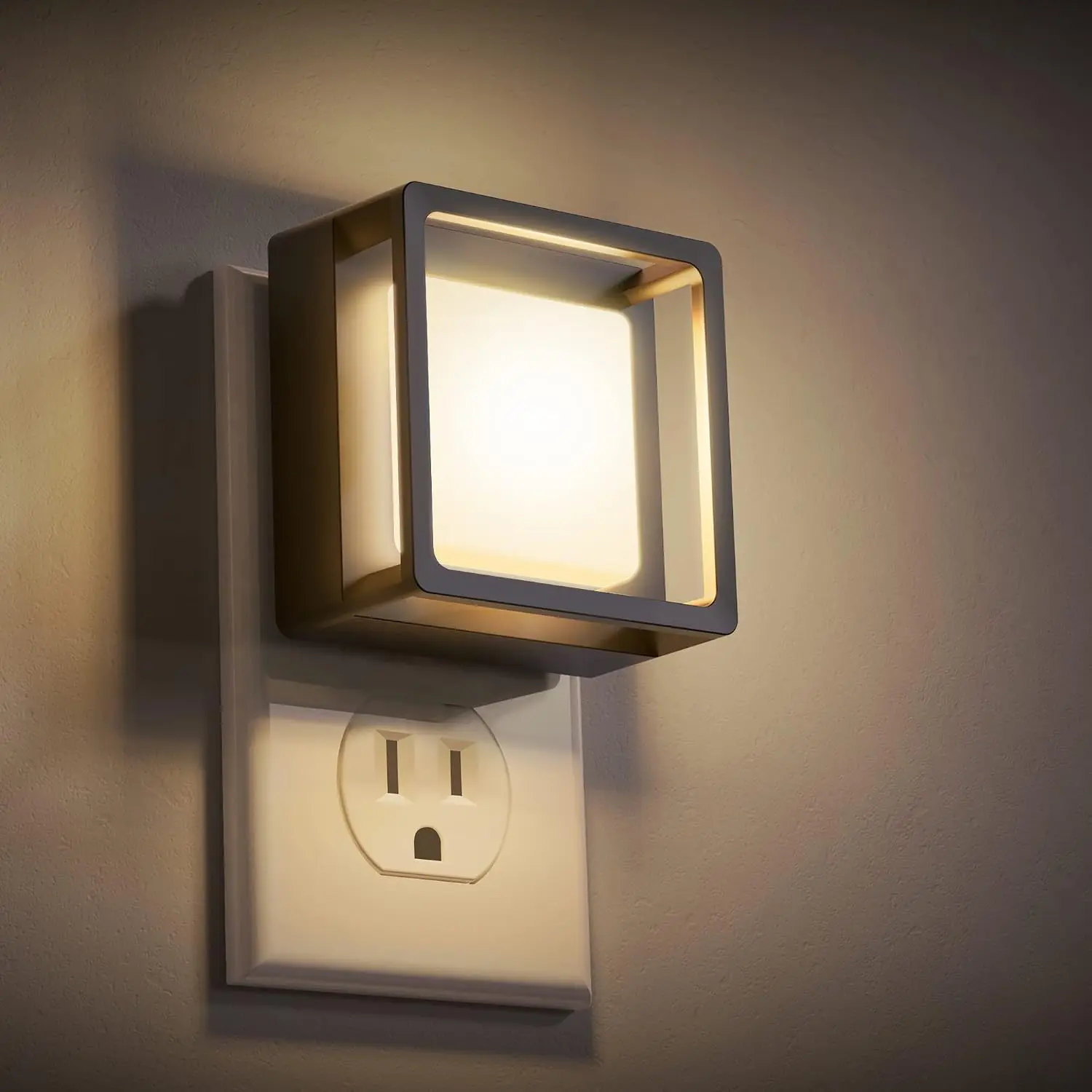 2 pcs LED Plug-In Night Light with Dimmable Brightness, Auto Dusk to Dawn Sensor, Soft Warm Light for Bedroom, Bathroom, Hallway & Nursery (2 Pack)