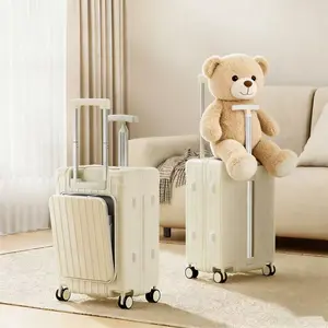 20 inch double pull rod design luggage case, can be seated, front open lid luggage compartment, silent universal wheels, dry wet separation, T-shaped pull rod travel box