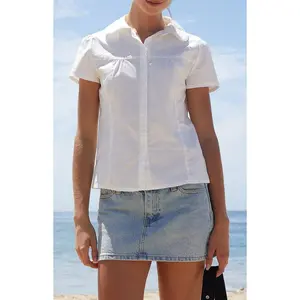 John Galt Women's White Teagan Collared Top