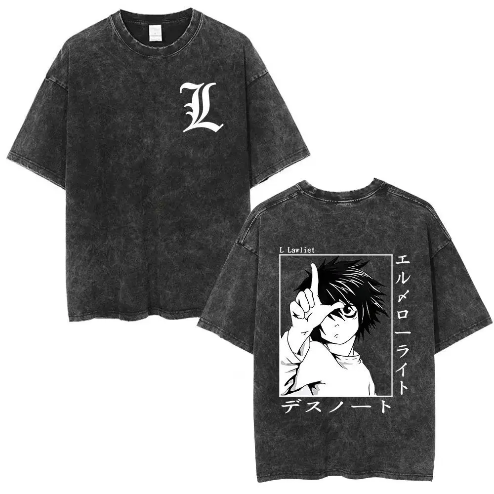 Men's Short Sleeve Graphic T-Shirt, Oversize Otaku Style Streetwear with a Vintage Distressed Anime Print and Comfortable Fit, Shortsleeve, Anime Style, Distressed Japanese Anime