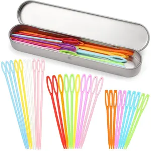 30PCS Plastic Large Eye Sewing Needles, 3 Size Yarn Needle Set, Colorful Big Eye Blunt Weaving Needles with Storage Box for Knitting Crocheting