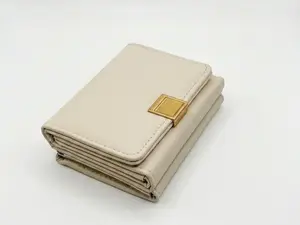Opal Cream Fold Wallet – Compact Leather Wallet with Coin Pocket & ID Window