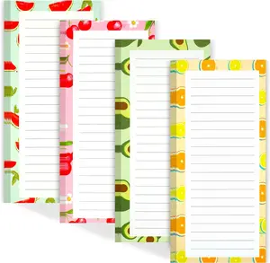 4 Pack Magnetic Notepads for Refrigerator Fruit Design Grocery List Pad with Full Magnet Back 50 Sheets Each for Efficient Fridge Organization