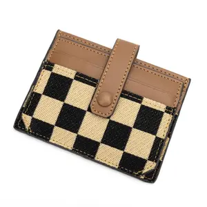 Wallet card bag, multi grid card bag, striped and grid wallet, convenient and lightweight small bag Card bag with multiple card slots, high aesthetic value, zero wallet, folding card bag, accordion fashion checkerboard pattern card bag