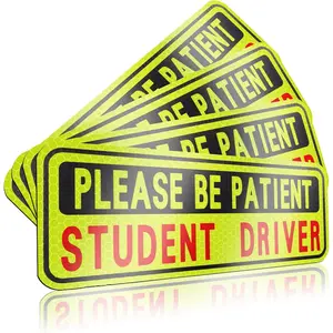 4 PCS Student Driver Sticker for Car, Magnetic Student Driver Signs for Car, Please Be Patient Funny Magnetic New Drivers Safety Warning Bumper Sticker Signs