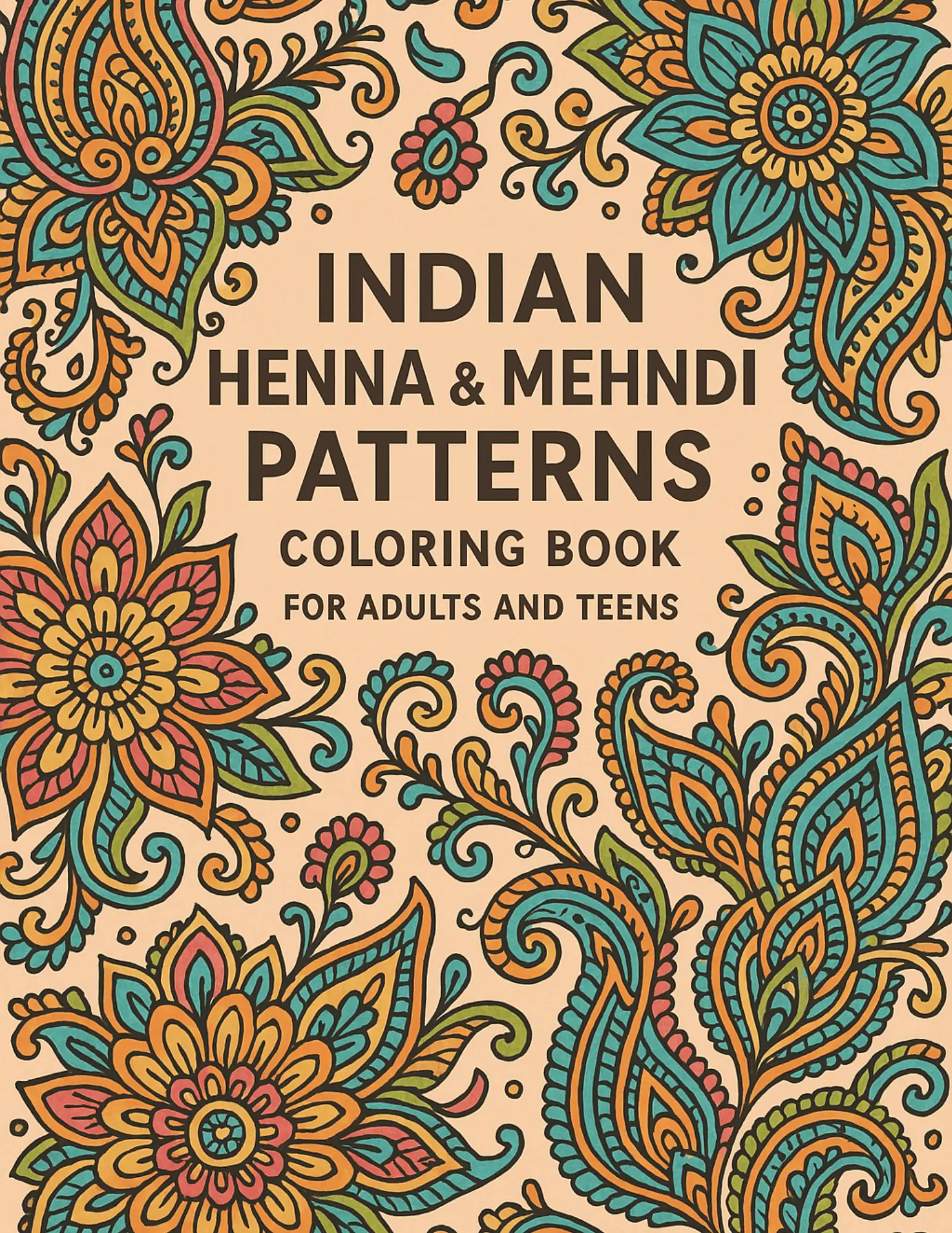 Indian Henna and Mehndi Patterns Coloring Book Sheets For Adults and Teens
