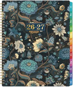 Jul. 2026 - Dec. 2027, 2026-2027 Planner Weekly and Monthly with 12 Colorful Monthly Tabs, 8.5" x 11" Inner Pocket, Twin-Wire Binding