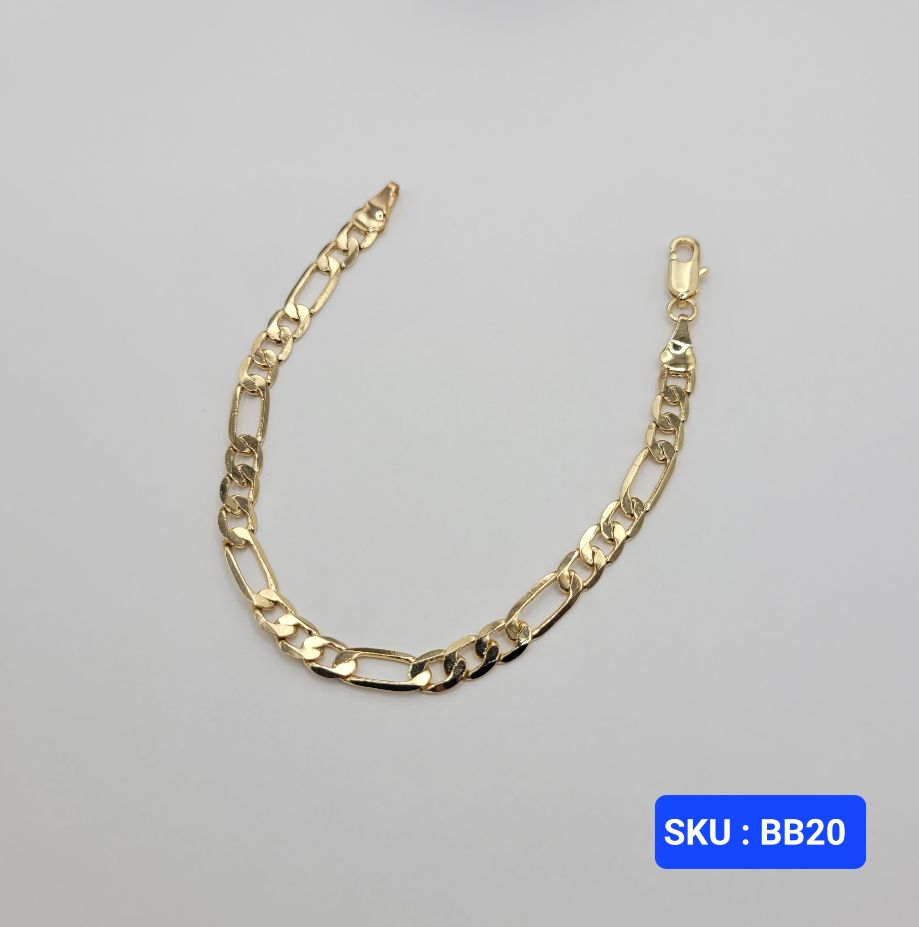 Baby Bracelet Figaro Link Style Laminated-Gold 6 Inches 5 Millimeters for Babies & Small Kids Size Jewelry Accessory. SKU : BB20
