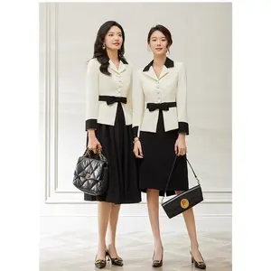 Elegant Black and Cream Skirt Suits