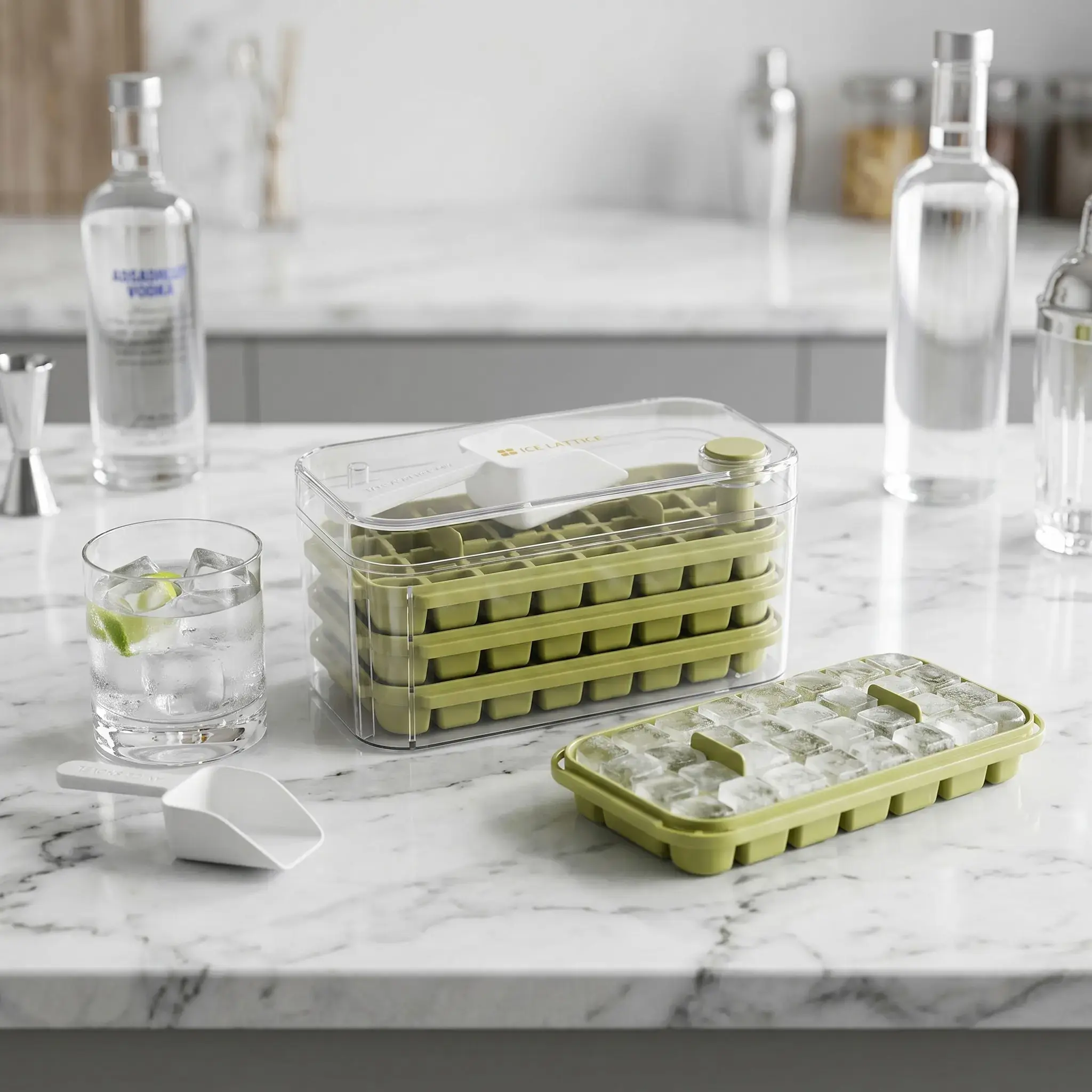 96-Compartment Silicone Ice Cube Tray, 3-Layer Portable Durable Plastic Design, Kitchenware Drinkware for Summer Drinks, Modern Kitchen Essential