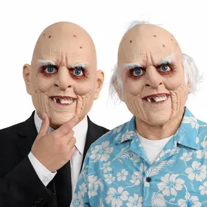 PATYGR Realistic Scary Old Man Latex Mask Bald Head w/Missing Teeth Creepy Halloween Costume Prop Cosplay Party Accessory Theatrical Performance
