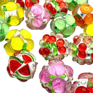 5pc Fruit Vibes Fancy Polymer Clay Beads - Beading & Jewelry DIY Crafting Random Mix Beaded Pens Keychains