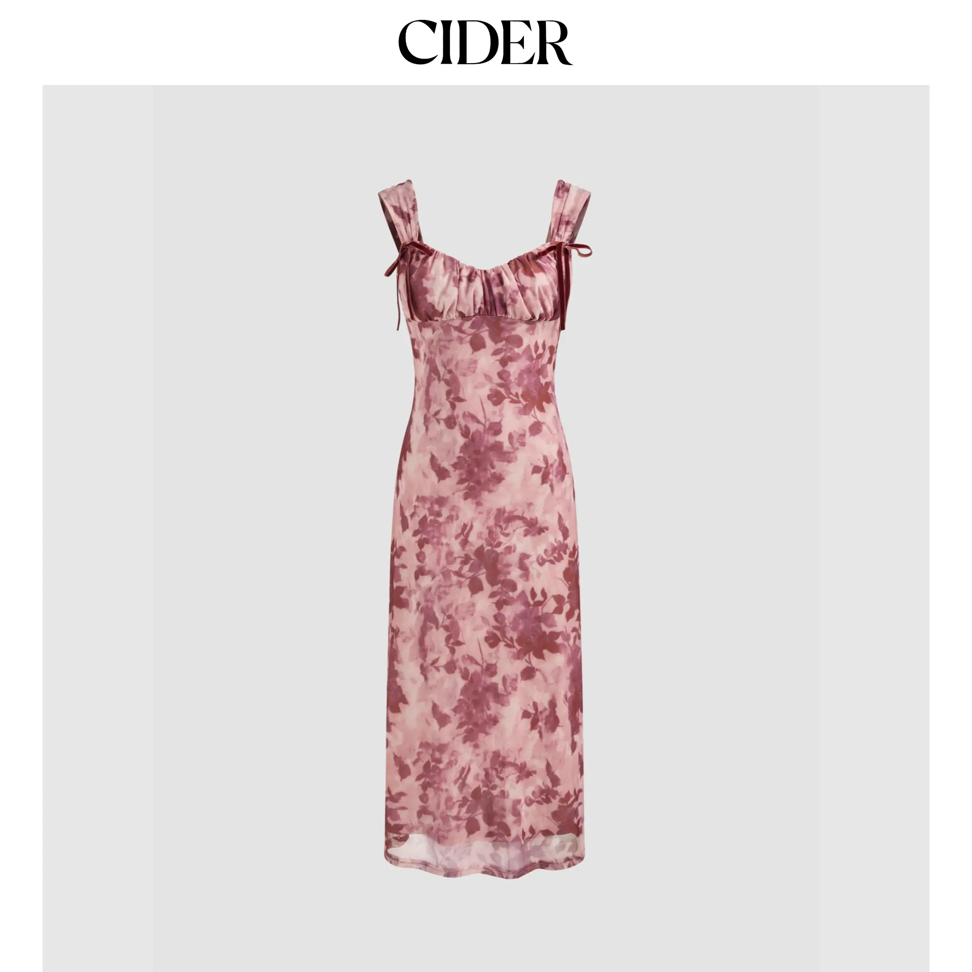 Cider Women's Casual Mesh Square Neck Floral Bowknot Midi Dress - 2 Colors, Size 0-26, Elastane-Polyester Blend, Bow And Flower Casual Dresses
