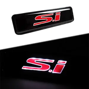 LED Red SI Racing Emblem Light Front Grille Ornament Emblem For Honda Si 1PCS