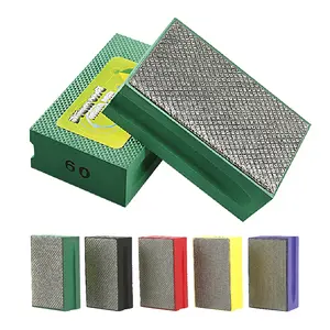 LOZLIN 5PCS Diamond Hand Polishing Pads 60-600# Grit with Foam Backing Wet/Dry Sanding Blocks for Tile Stone Marble Ceramics Glass Wood High Hardness Abrasive