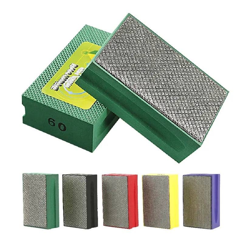 LOZLIN 5PCS Diamond Hand Polishing Pads 60-600# Grit with Foam Backing Wet/Dry Sanding Blocks for Tile Stone Marble Ceramics Glass Wood High Hardness Abrasive