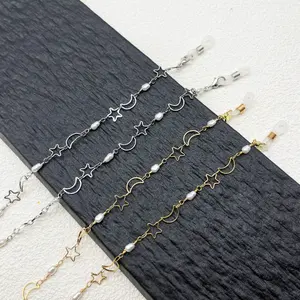 Fashionable star moon eyeglass chain, women's sunglasses anti slip chain, gold and silver, eyeglass accessories