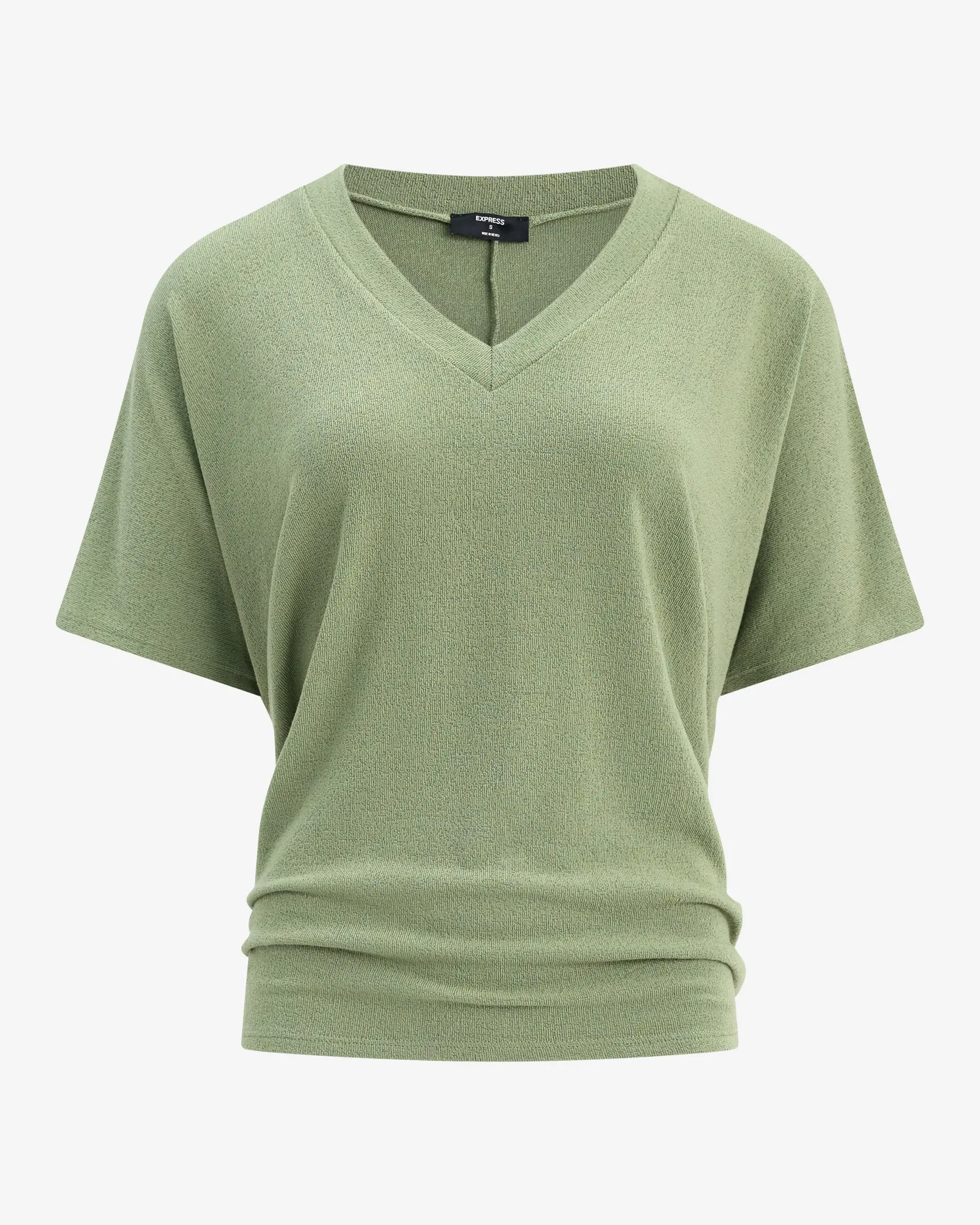 Express Relaxed Crepe V-Neck Short Sleeve Sweater