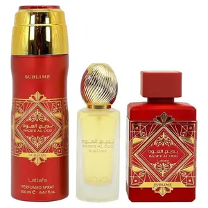 LATTAFA BADEE AL OUD SUBLIME 3 PCS GIFT SET WITH 100ML EDP + 200ML DEO + 50ML HAIRMIST - Fragrance Gift Bundle