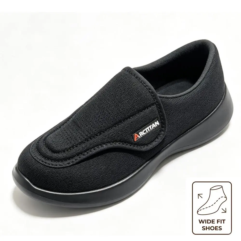 Comfortable Wide Diabetic Shoes for Women Men,Barefoot House Shoes Slippers for Women Indoor Outdoor,Adjustable Zero Drop Edema Shoe for Neuropathy, Breathable Nursing Shoe Wide Width Casual Sneakers
