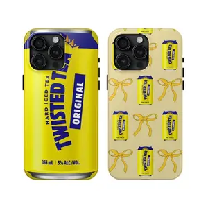 Couple Twisted Tea Hard Iced Tea Yellow Bow Aesthetic Heavy Duty Tough Phone Case Shockproof Drop Protection Durable Hard Cover Trendy for iPhone 11 12 13 14 15 16 17 Pro Max Plus