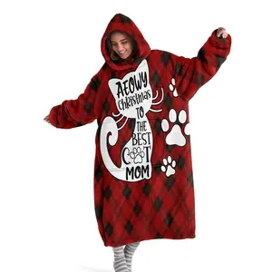 hoodie blanket, Wearable Blanket, Cozy Hooded Blanket, Wearable Cat Print Flannel Blanket, Soft Warm Throw for Sofa, Home Leisure, Air Conditioning, Nap, Office Bed Camping Travel Gift, Christmas Gift,Valentine's Day gift