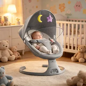Compact Electric Baby Swing with Music Speaker Newborn Bouncer & Rocker for Infants