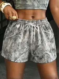 Women's Plain & Camo Print Drawstring Shorts, Casual Comfy Breathable Shorts for Summer, Ladies Bottoms for Daily Wear
