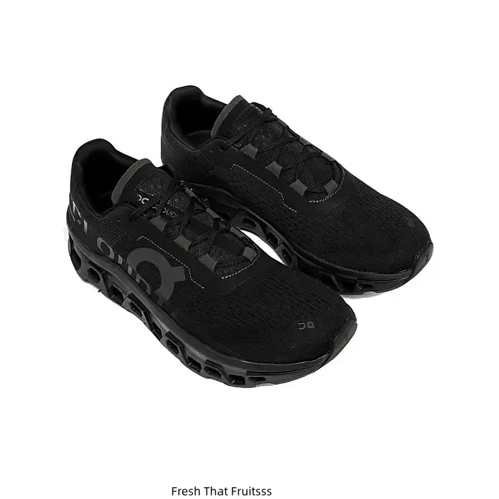 All-black Knit Running Sneakers with Large Side Brand Logo, Multi-hole Hollow Shock-absorbing Midsole, Breathable Upper Fabric, lightweight and comfortable, suitable for road running, gym exercise and daily casual wear