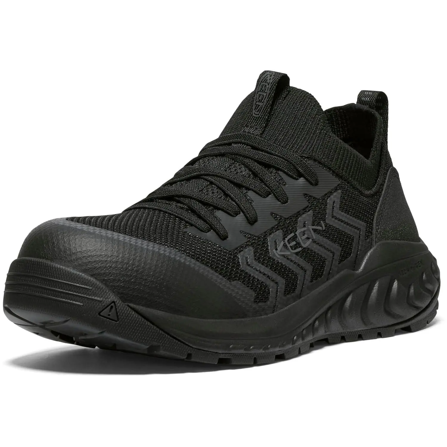 KEEN Utility Women's Arvada Shift Low Height Composite Toe Walking Shoes - Elastic, Breathable, Comfortable Slip-On Work Sneakers, Rubber Sole Sports Footwear, Black/Magnet, 5.5 W