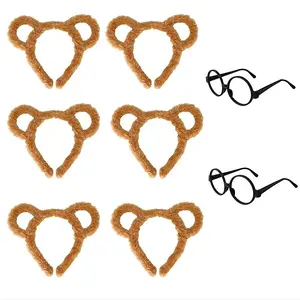 Animal Chipmunk Costume Set with Ears Headband,Round Glasses, Halloween Accessories,School,Funny Party Dress Up Outfit