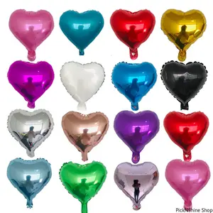 10 Pcs 10 Inch Heart Love Aluminum Foil Balloons, Perfect Decor Supplies For Baby Shower, Kids Birthday Party And Wedding Celebrations