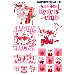Sweethearts Club Mini DTF Transfer Gang Sheet 24.5" x 36" Direct To Film for DIY Enthusiasts Vibrant Custom Options Cozy Handmade Aesthetic