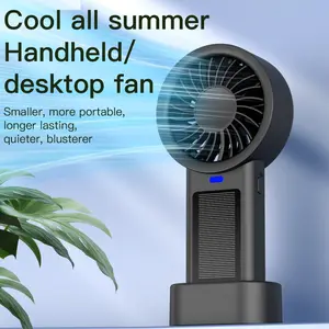 Solar Handheld Fan - Solar Powered Desk Small Fan |   USB Rechargeable Blower With 5 Speeds |   Portable Solar Powered Portable Fan |   Battery-Operated Cooler For Outdoors, School, Travel