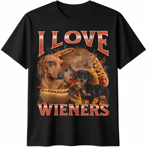 I Love Wieners Funny Offensive Dachshund Bootleg Graphic T-Shirt