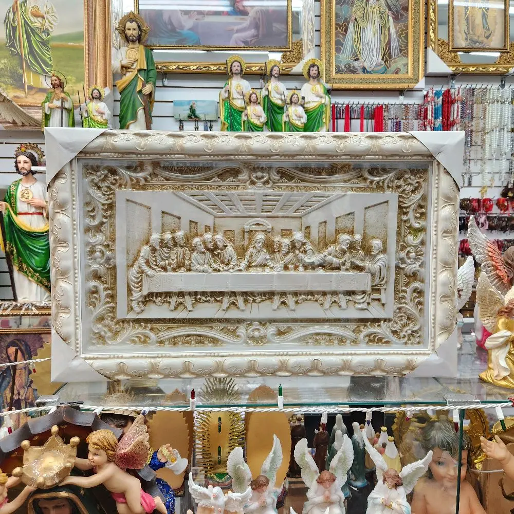 Ultima Cena 3D White Last Supper 17x26 Artwork with Detailed Framing and Intricate Design Elements Decoration Wall
