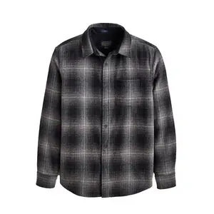 Pendleton Men's Casual Wool Fabric Lodge Shirt, Grey Mix Multi Plaid, Menswear Top