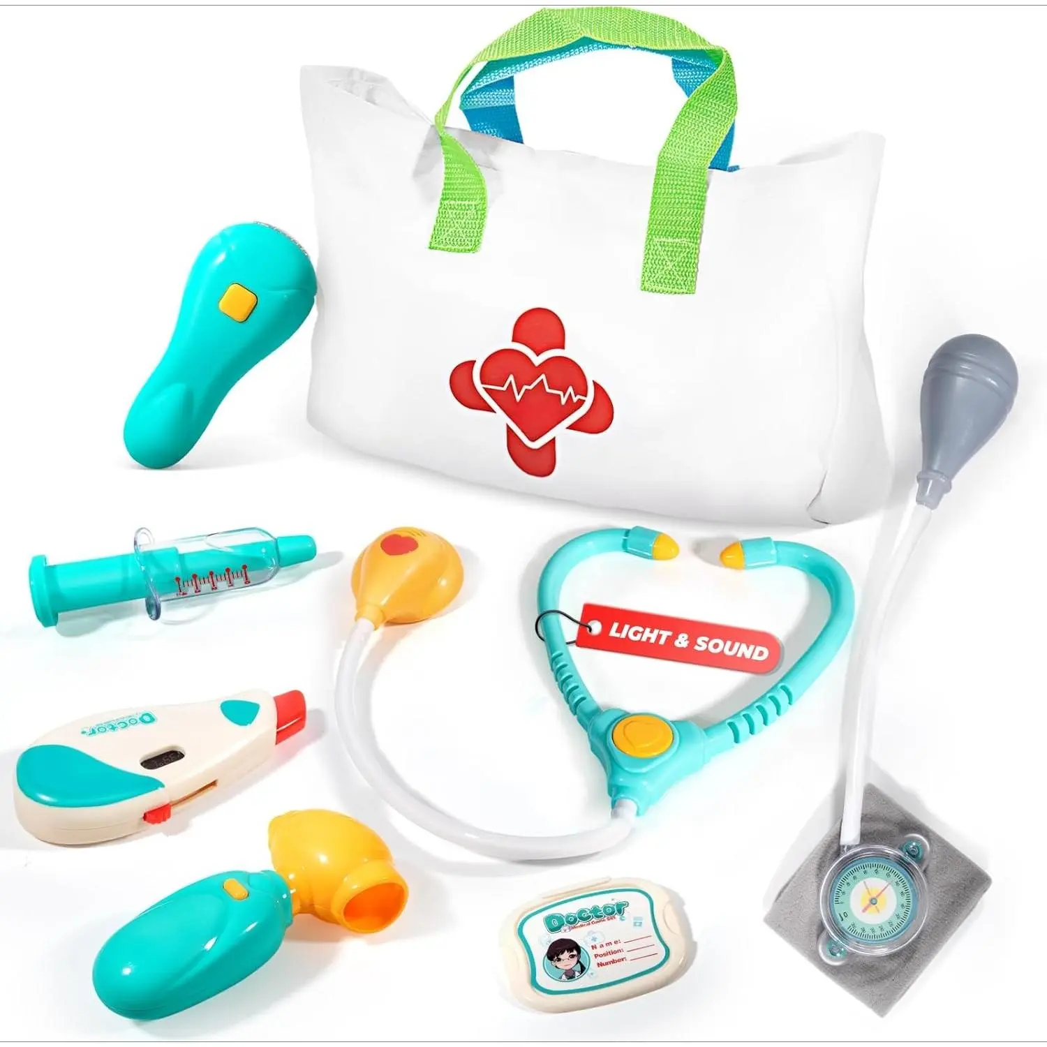 KF5-72   Doctor Kit for Toddlers 3-5 - Preschool Pretend Play Medical Kit with Stethoscope, Blood Pressure Cuff and Carrying Bag- Dress Up Toys for Kids Ages 3+ Years